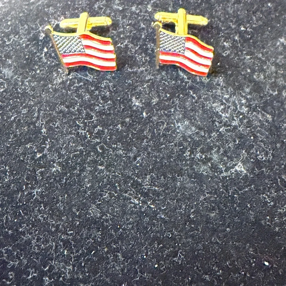 American Flag Cufflinks - Gold and Red